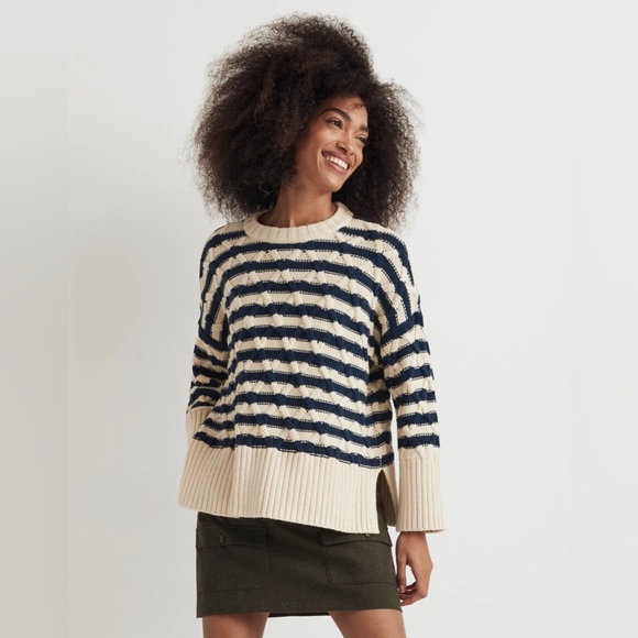 Madewell Sweaters - NWT Madewell Cable-Knit Oversized Sweater in Stripe Large